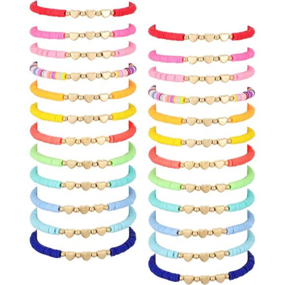 24 Pcs Colorful Friendship Bracelets Letter Heart Smile Bracelets